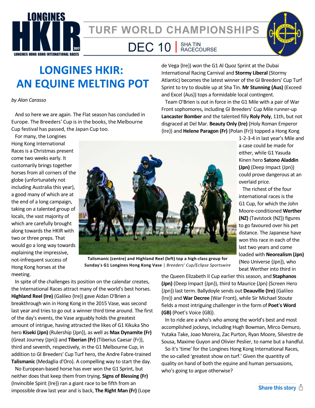 The Longines Hong Kong International Races