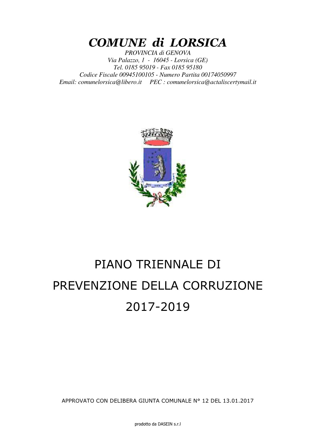 COMUNE Di LORSICA PIANO TRIENNALE DI PREVENZIONE