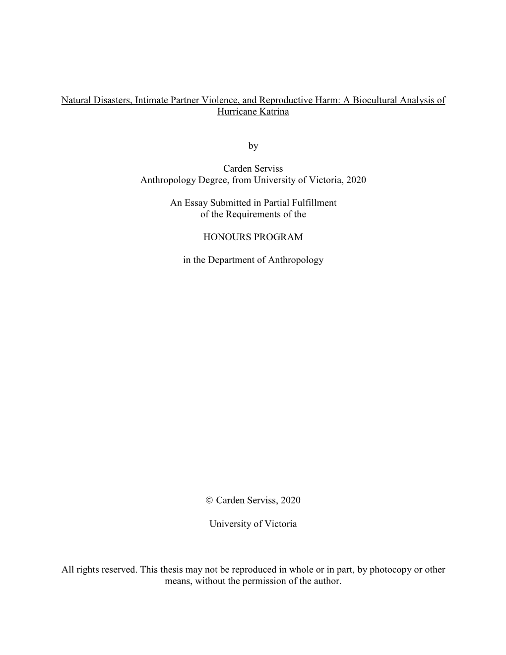 Natural Disasters, Intimate Partner Violence, and Reproductive Harm: a Biocultural Analysis of Hurricane Katrina