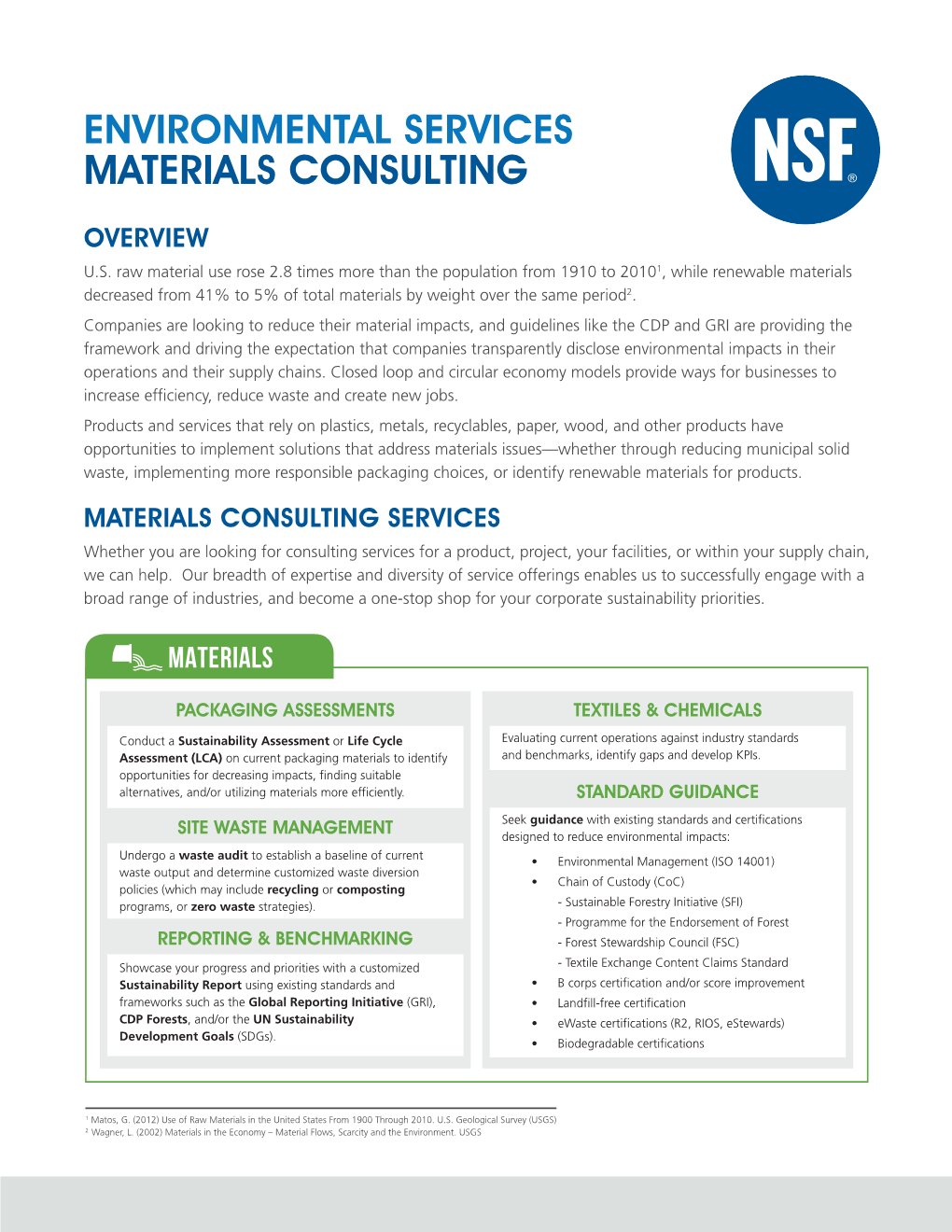 Environmental Services Materials Consulting