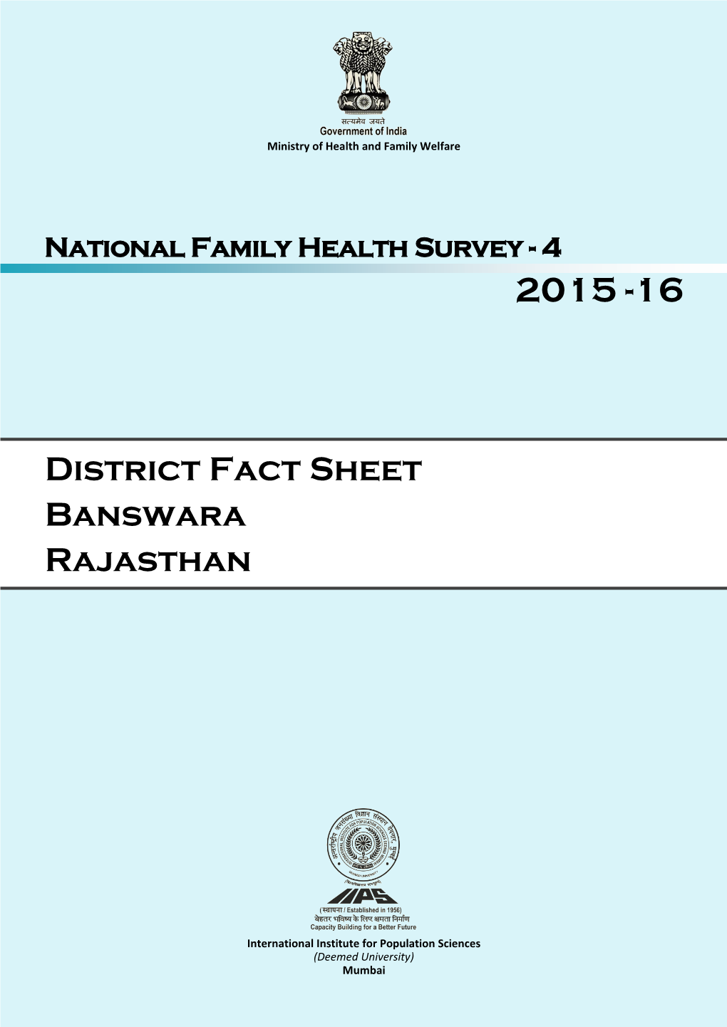 District Fact Sheet Banswara Rajasthan