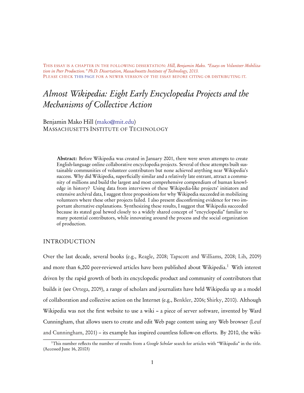 Eight Early Encyclopedia Projects and the Mechanisms of Collective Action