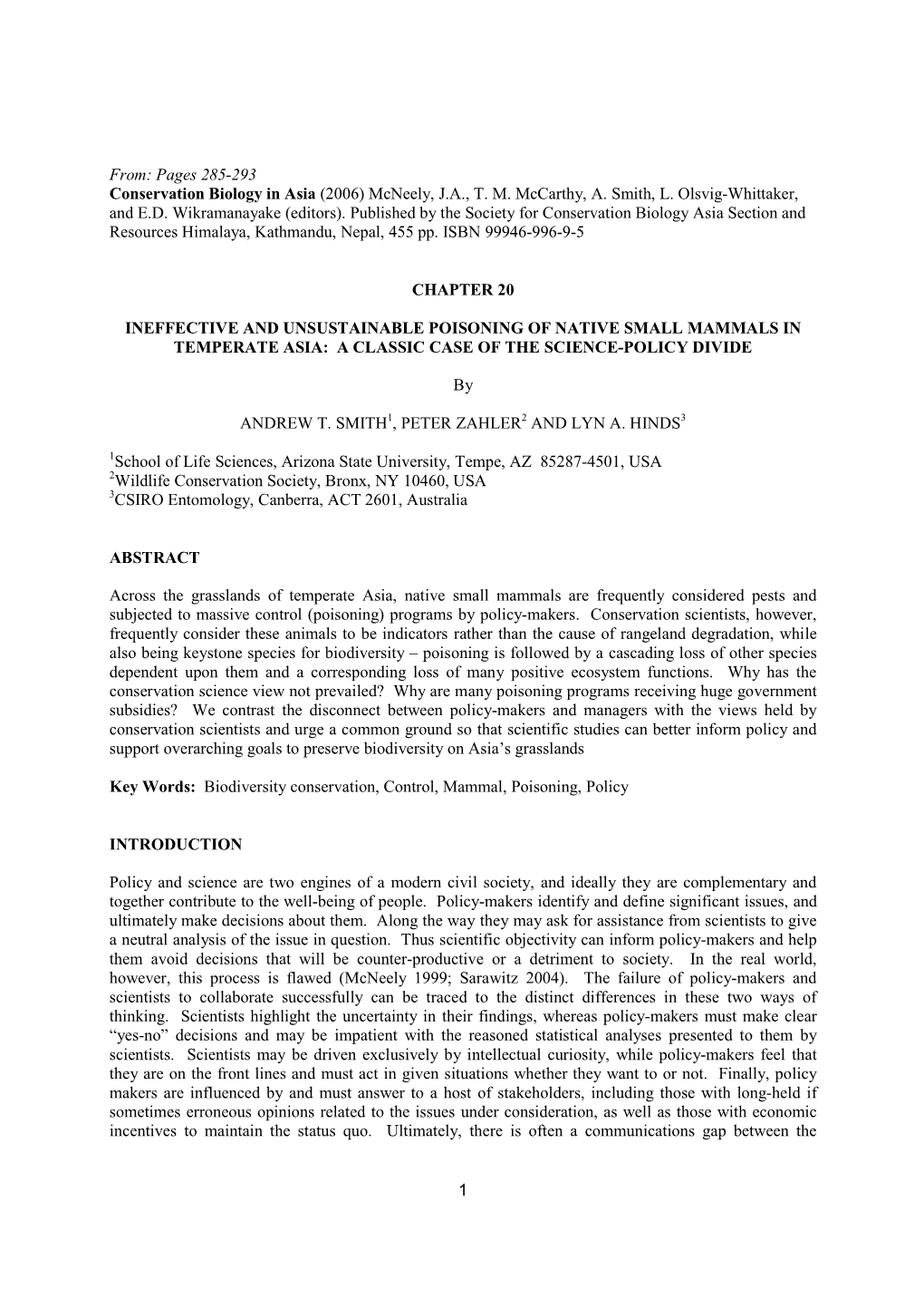 Chapter 20 Smith Small Mammal Control