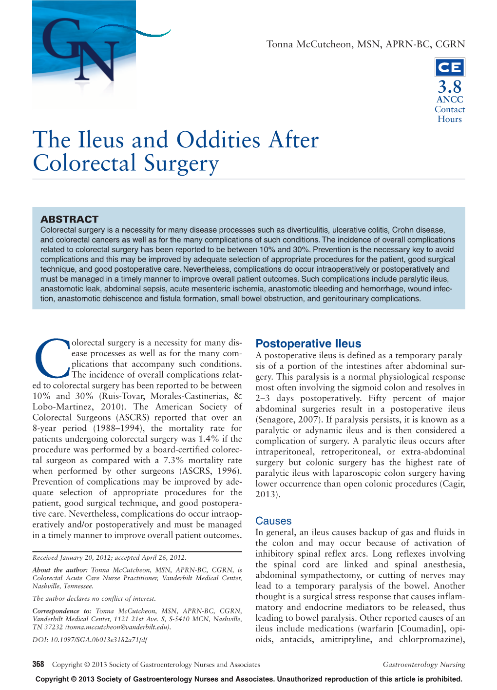 The Ileus and Oddities After Colorectal Surgery