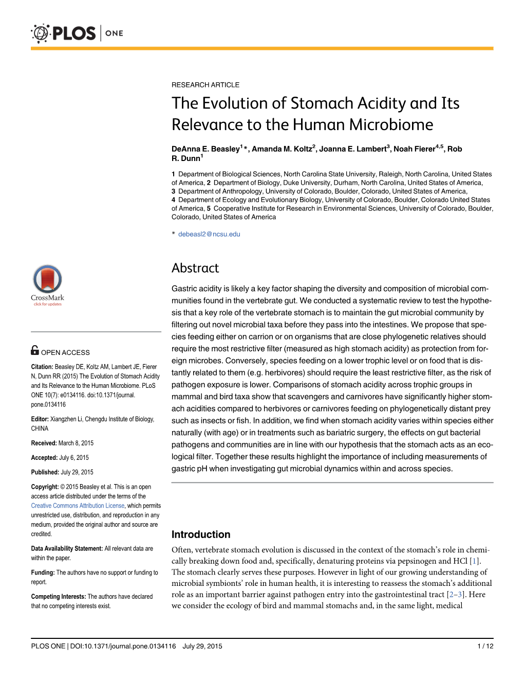 The Evolution of Stomach Acidity and Its Relevance to the Human Microbiome