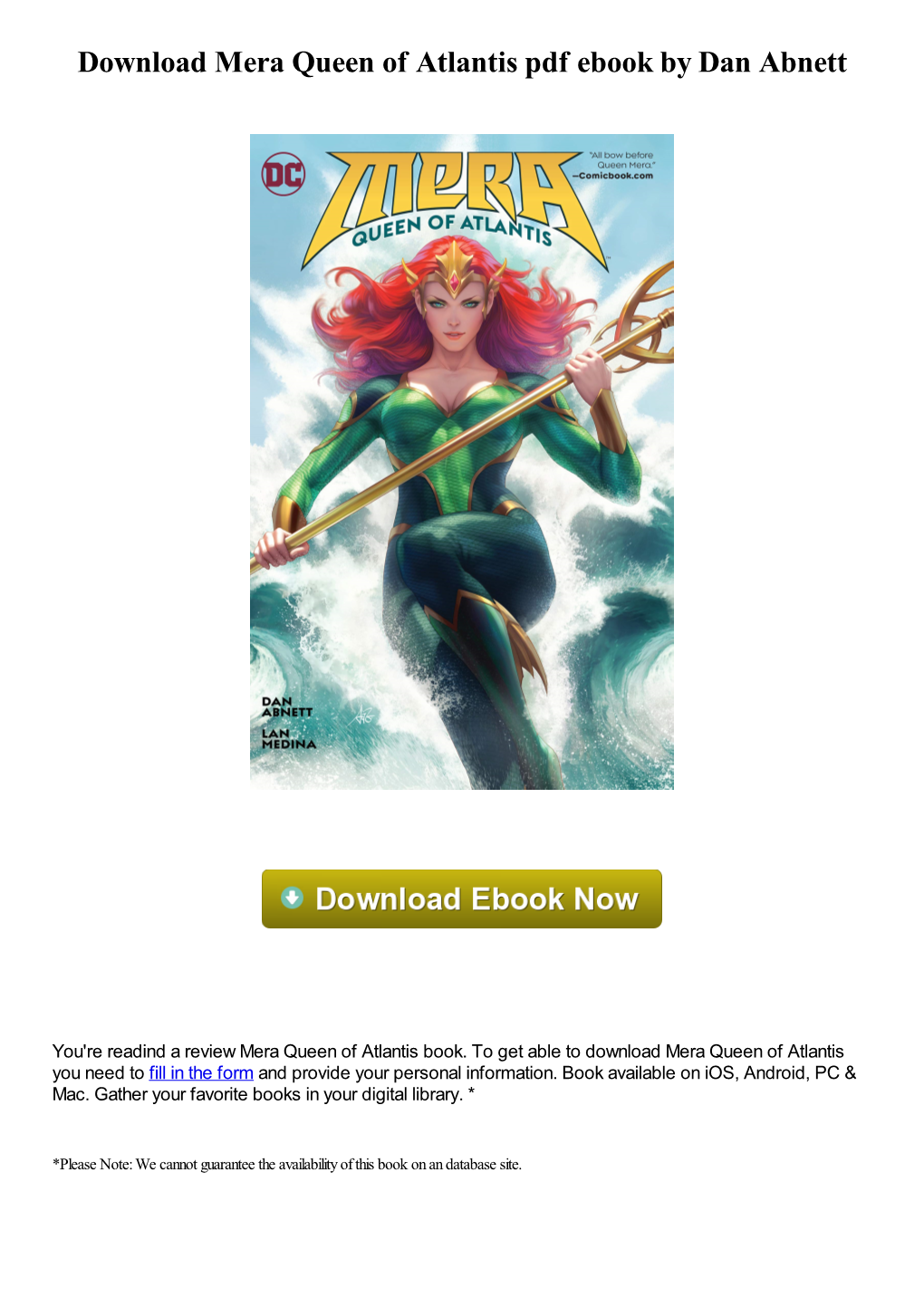 Download Mera Queen of Atlantis Pdf Ebook by Dan Abnett