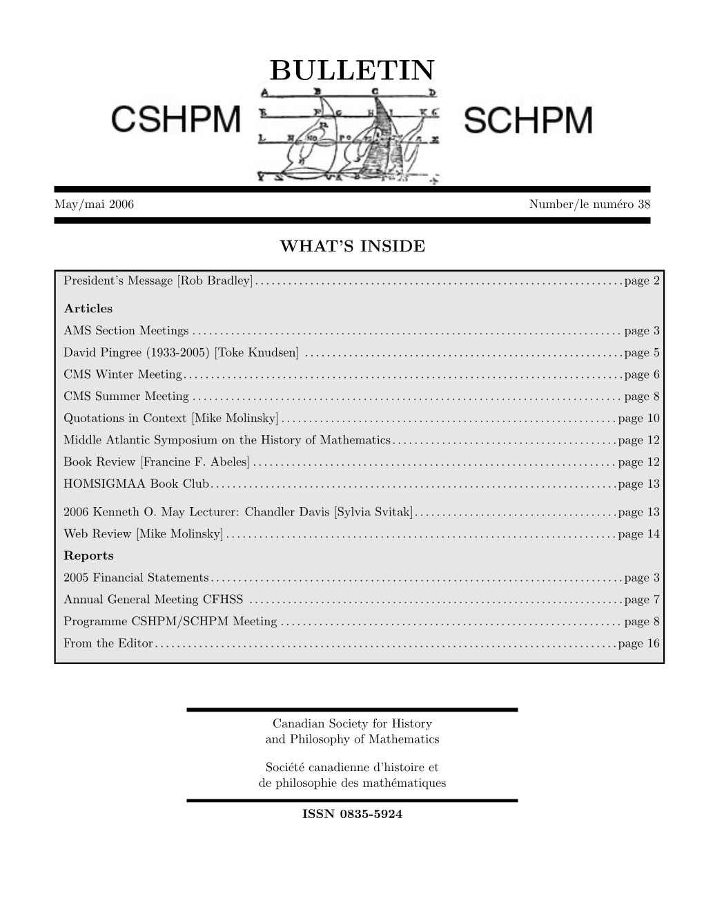 CSHPM Bulletin, May 2006