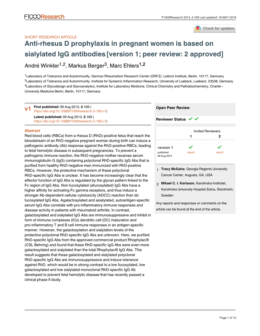 Sialylated Igg Antibodies[Version 1; Peer Review: 2 Approved]