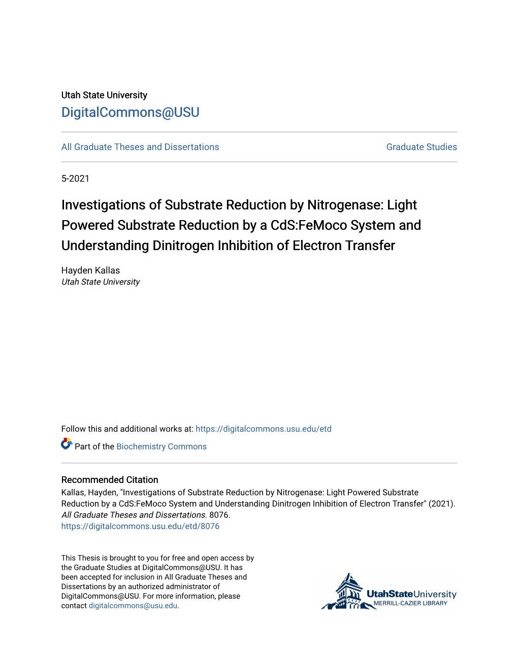 Investigations of Substrate Reduction by Nitrogenase