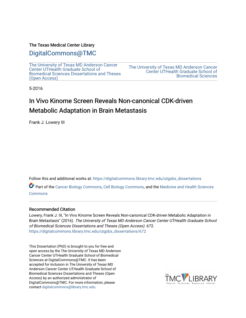 In Vivo Kinome Screen Reveals Non-Canonical CDK-Driven Metabolic Adaptation in Brain Metastasis