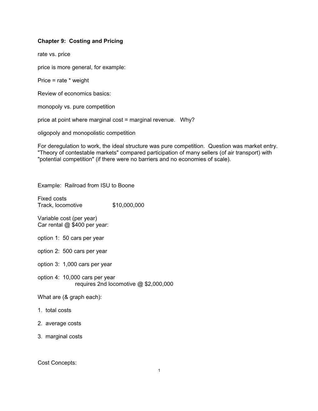 Chapter 11: Costing and Pricing