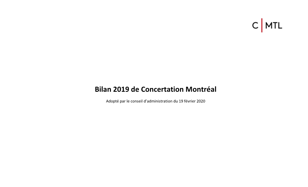 Bilan 2019 De Concertation Montréal