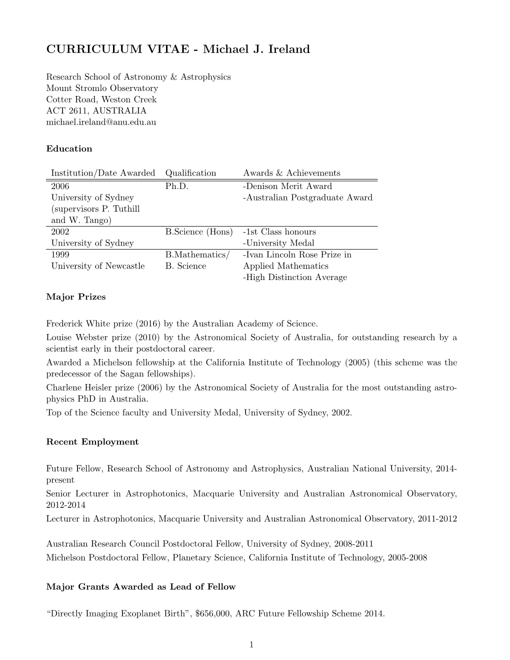 CURRICULUM VITAE - Michael J