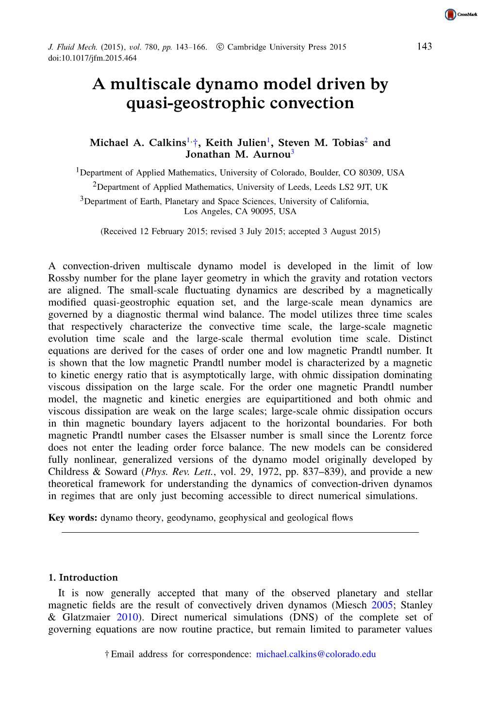 A Multiscale Dynamo Model Driven by Quasi-Geostrophic Convection