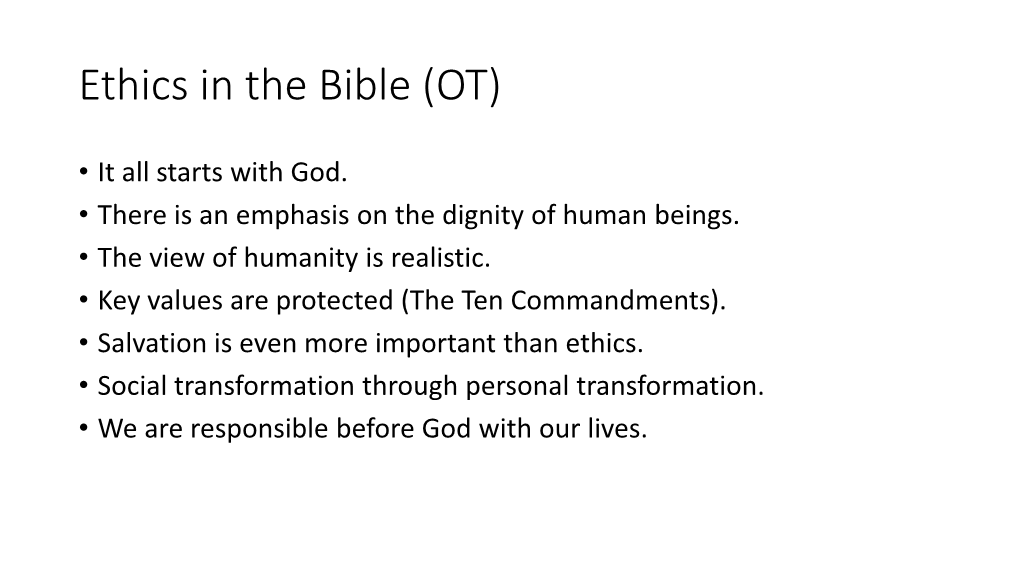 Ethics in the Bible (OT)
