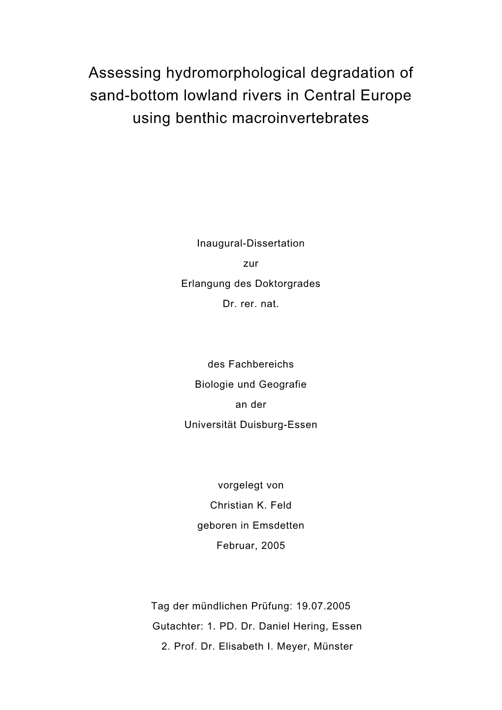 Assessing Hydromorphological Degradation of Sand-Bottom Lowland Rivers in Central Europe Using Benthic Macroinvertebrates