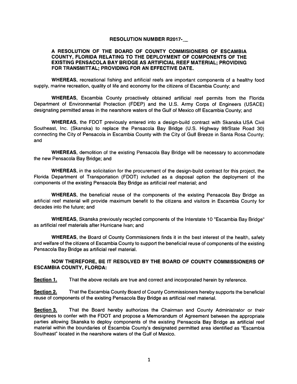 A Resolution of the Board of County Commisioners Of