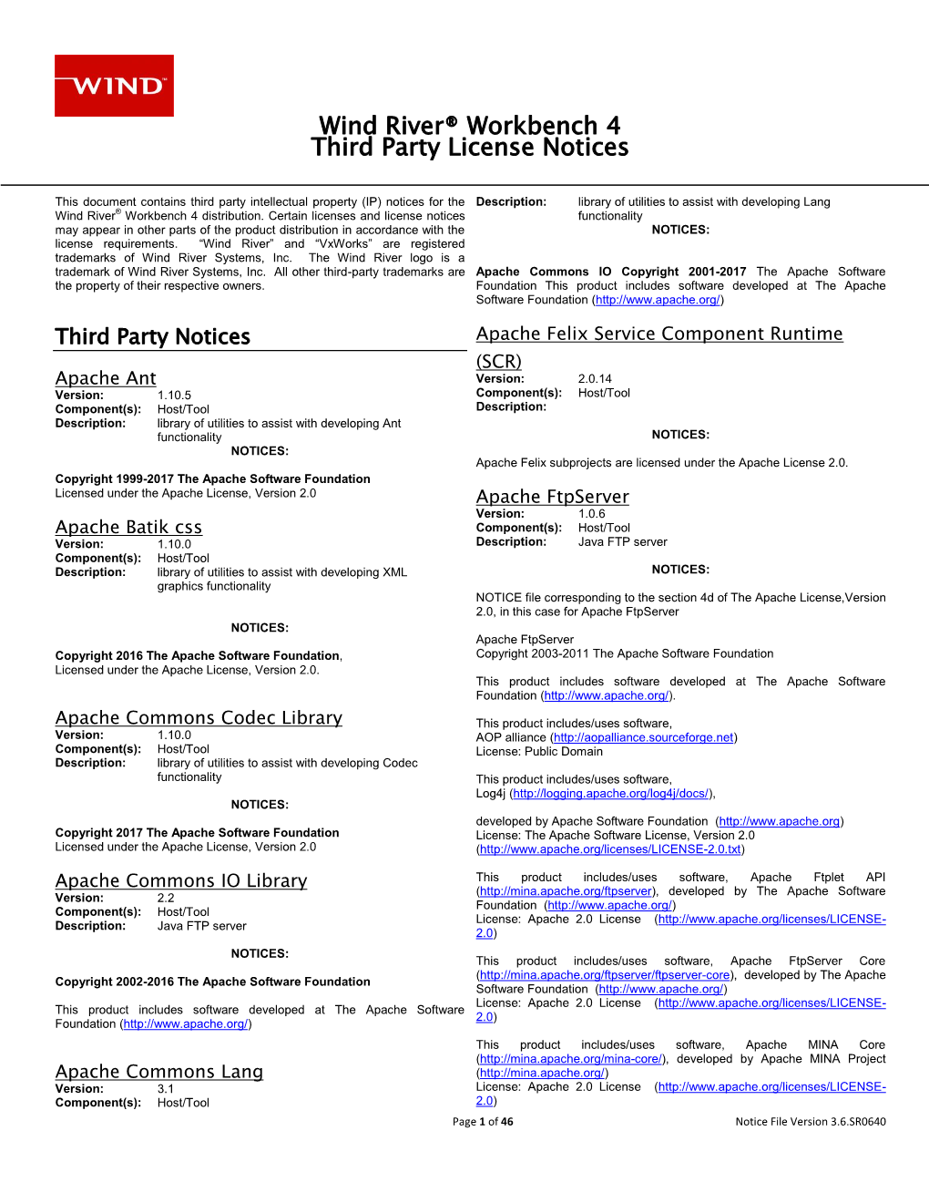 Workbench 4Third Party Software Notices