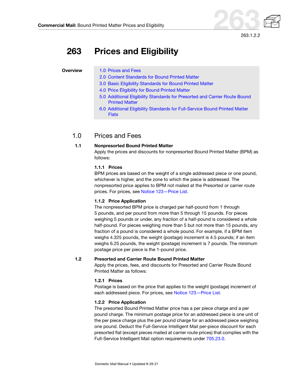 DMM 263 Bound Printed Matter Prices and Eligibility for Commercial