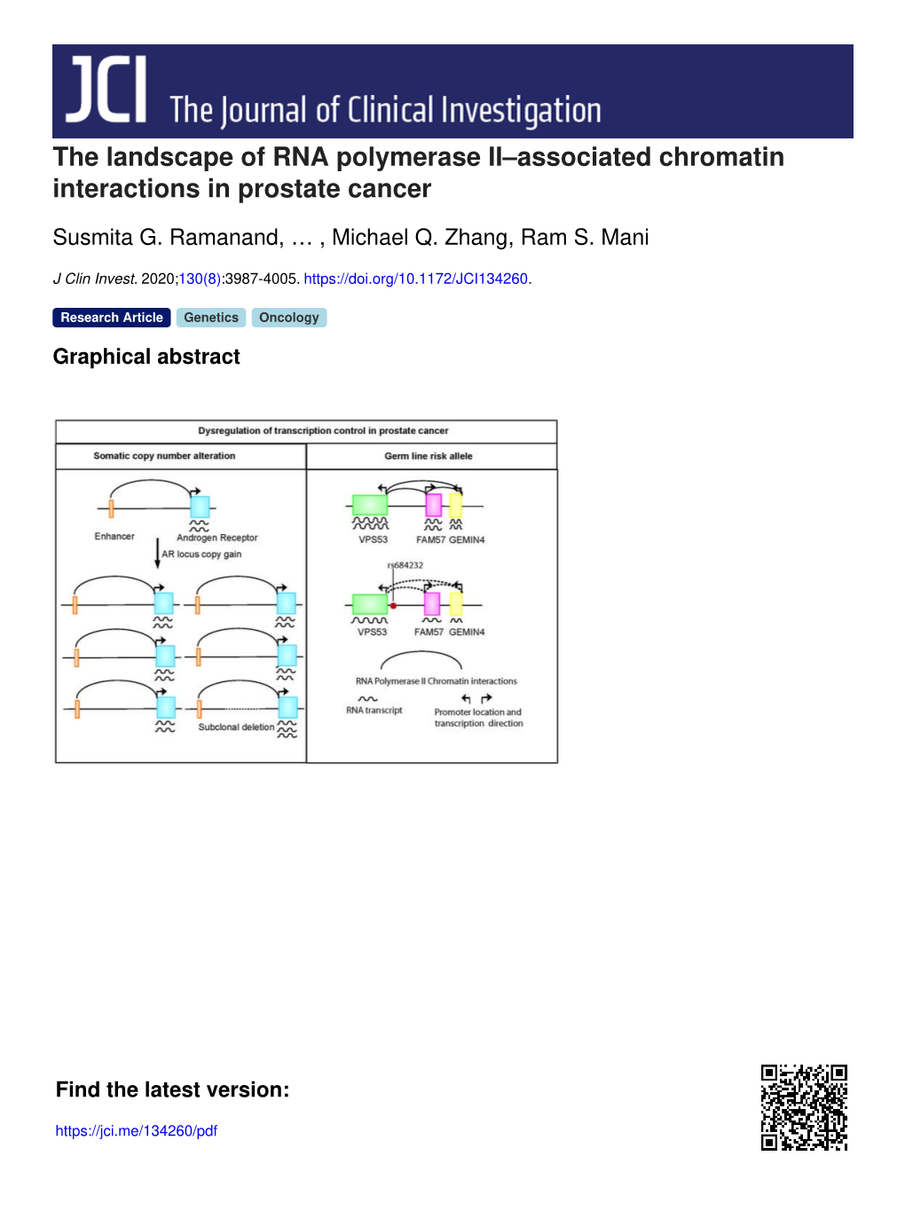 The Landscape of RNA Polymerase II–Associated Chromatin Interactions in Prostate Cancer