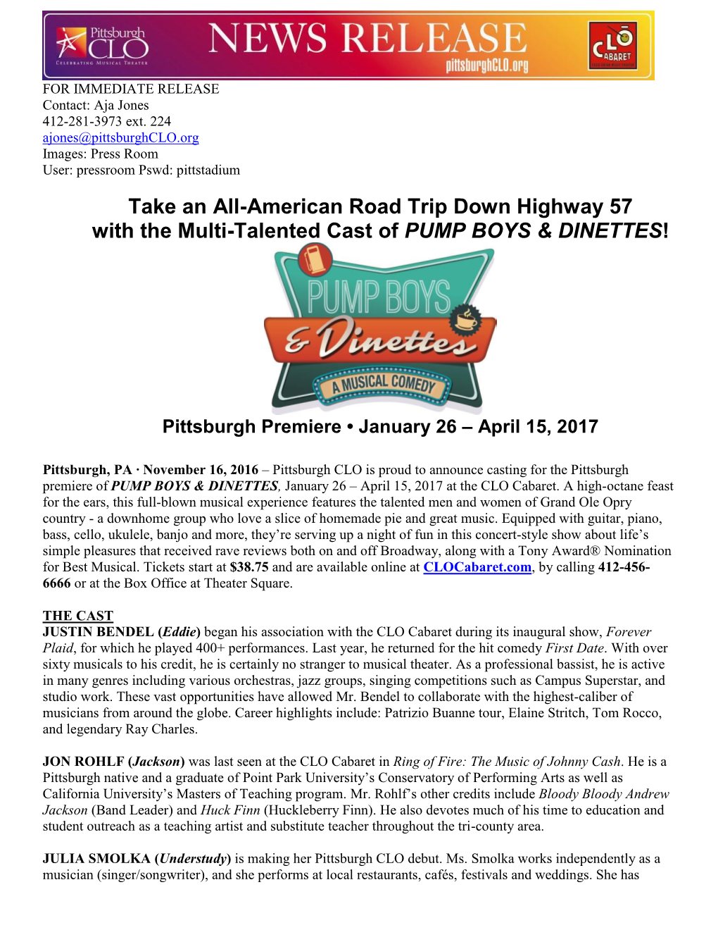 Take an All-American Road Trip Down Highway 57 with the Multi-Talented Cast of PUMP BOYS & DINETTES!