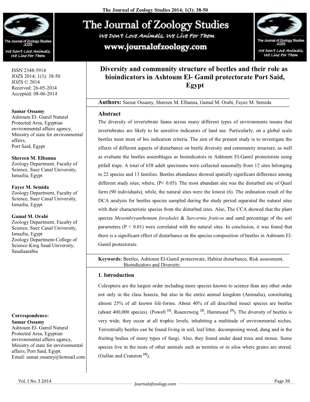 Diversity and Community Structure of Beetles and Their Role As