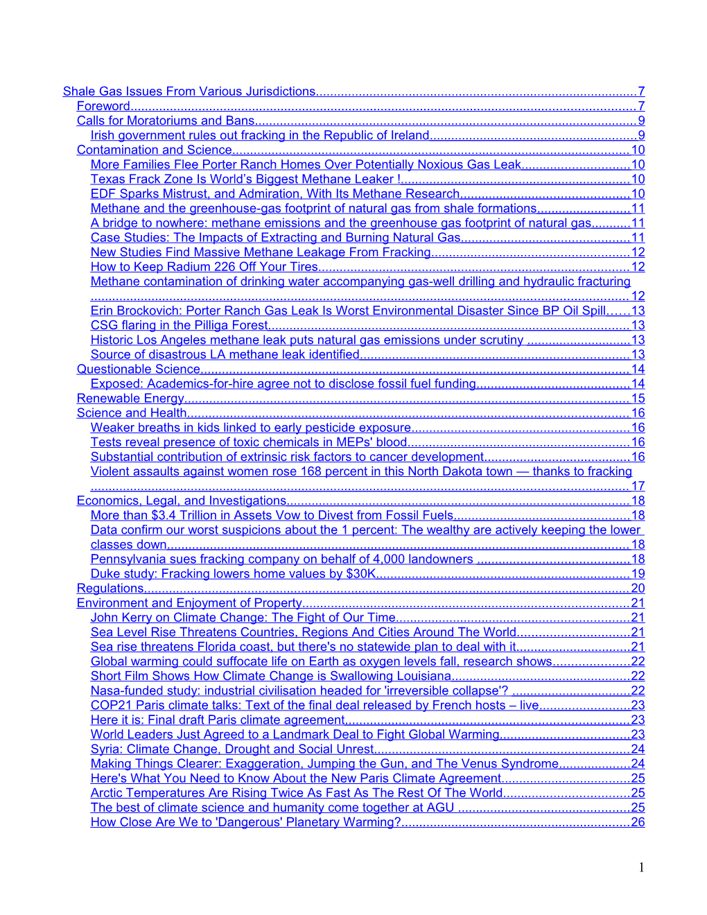 Shale Gas Issues from Various Jurisdictions