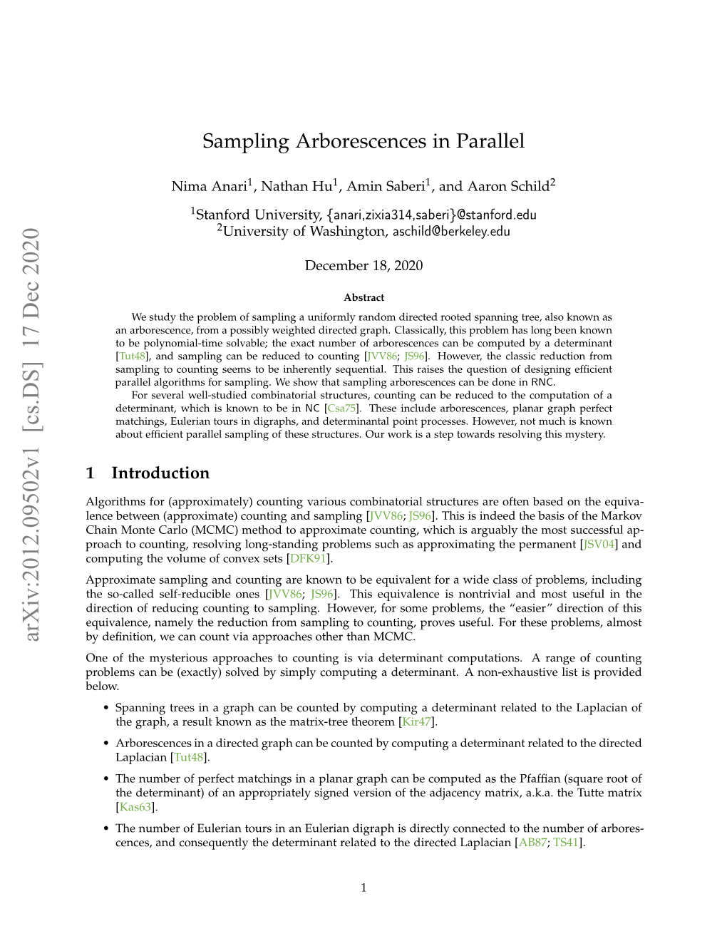 Sampling Arborescences in Parallel