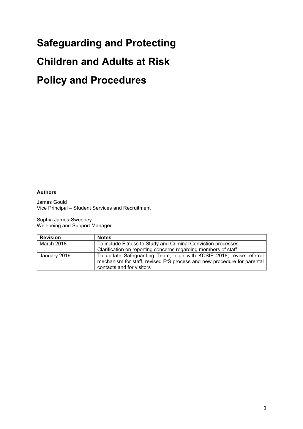 Safeguarding and Protecting Children and Adults at Risk Policy and Procedures