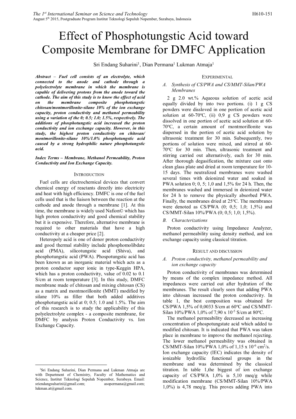 Effect of Phosphotungstic Acid Toward Composite Membrane for DMFC Application