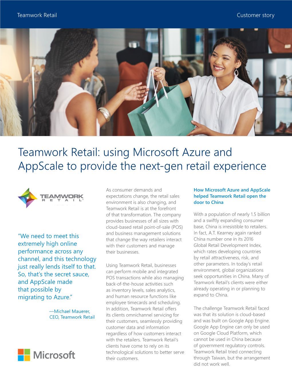 Teamwork Retail: Using Microsoft Azure and Appscale to Provide the Next-Gen Retail Experience