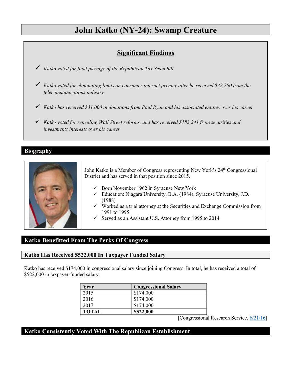 John Katko (NY-24): Swamp Creature