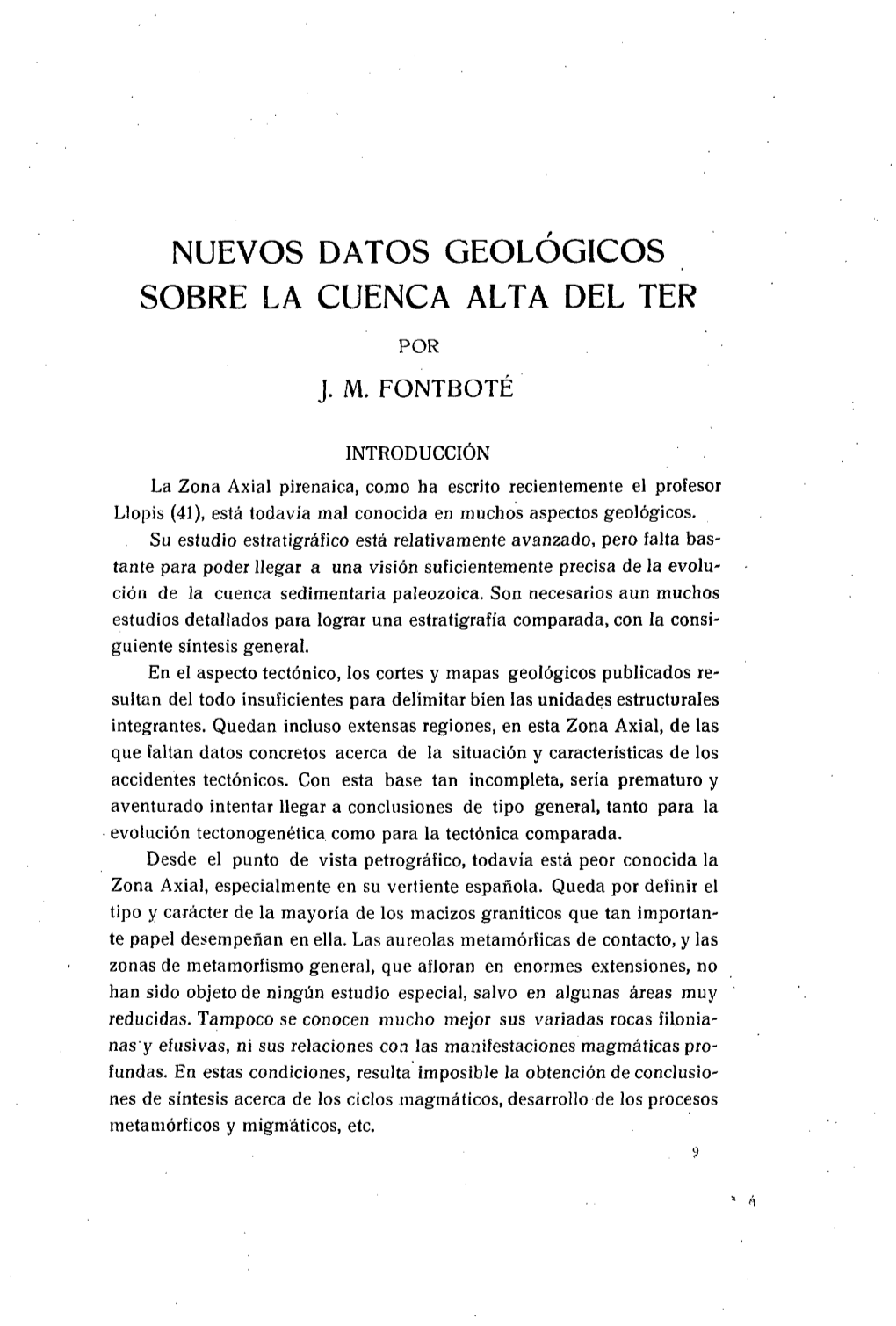 Nuevos Datos Geologicos Sobre La Cuenca Alta Del Ter