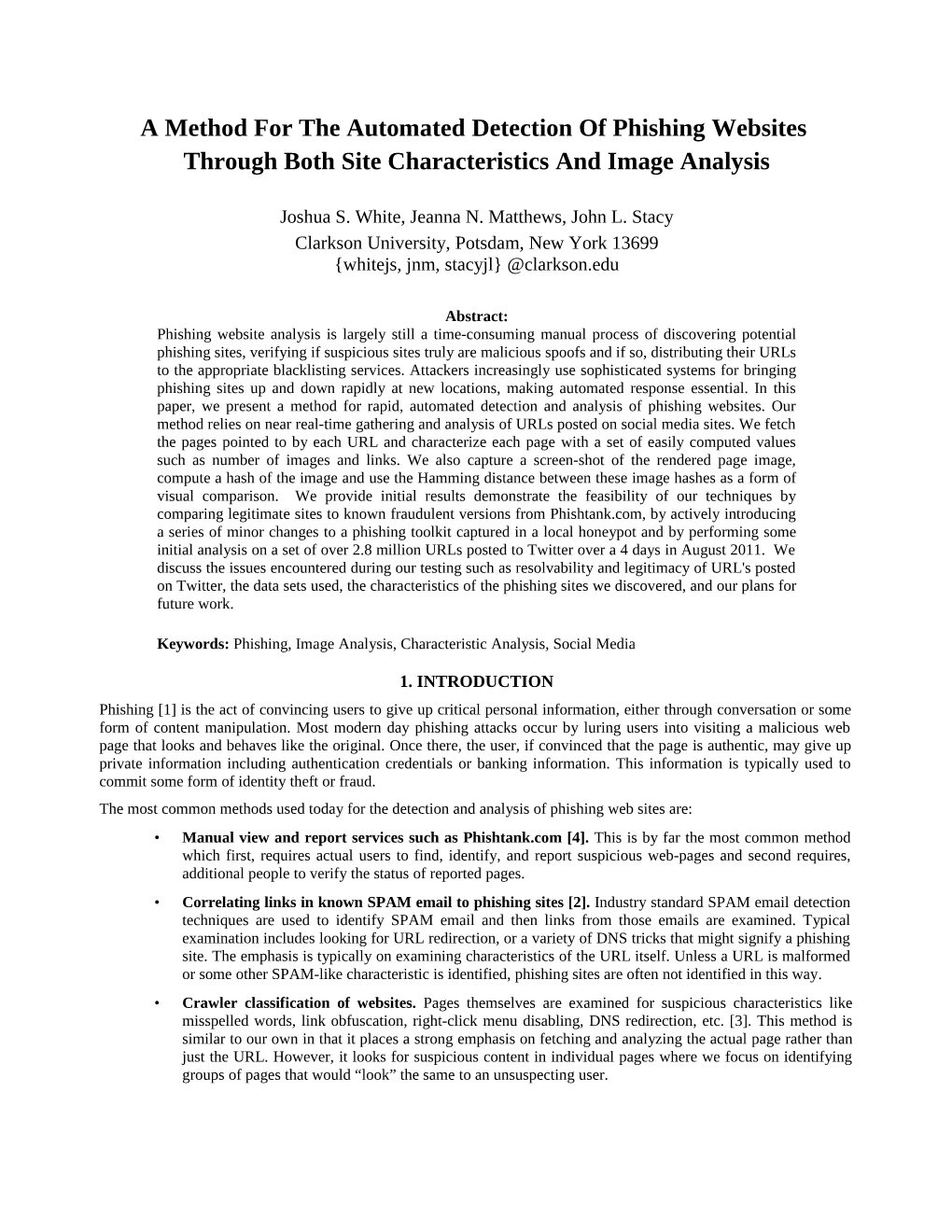 A Method for the Automated Detection of Phishing Websites Through Both Site Characteristics and Image Analysis