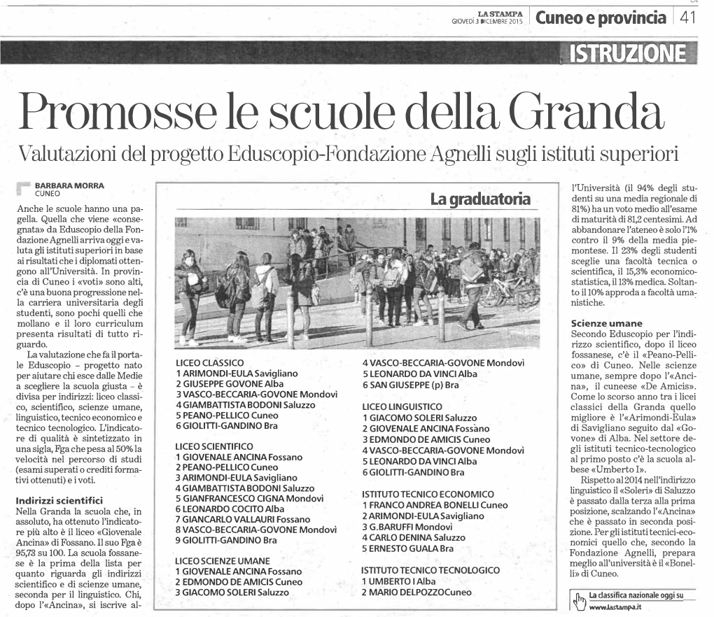 Promosse Le Scuole Della Granda