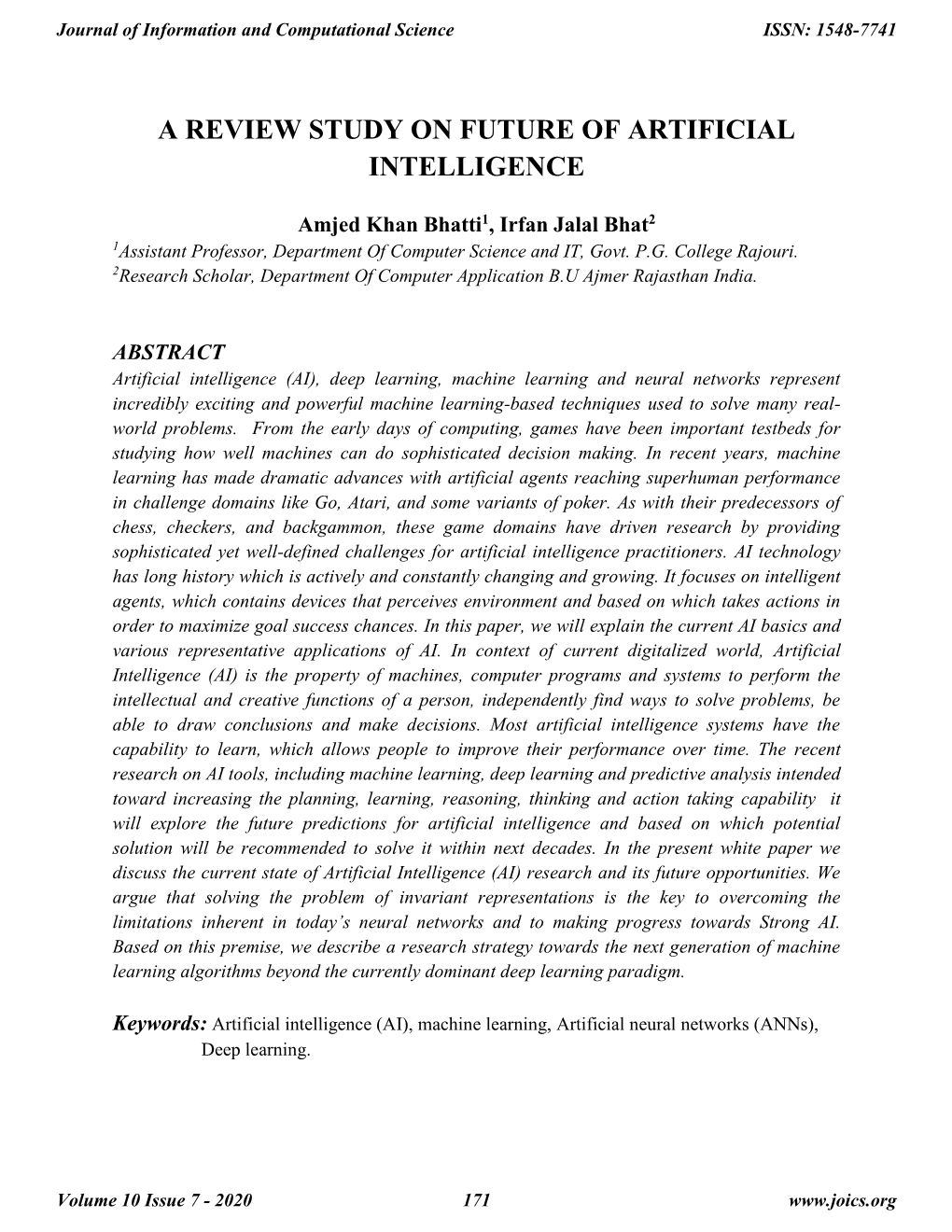 A Review Study on Future of Artificial Intelligence