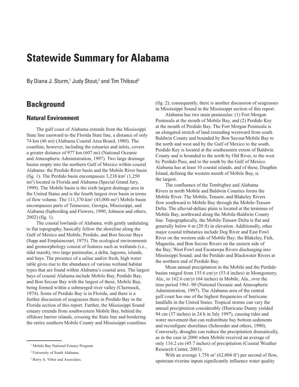 Statewide Summary for Alabama