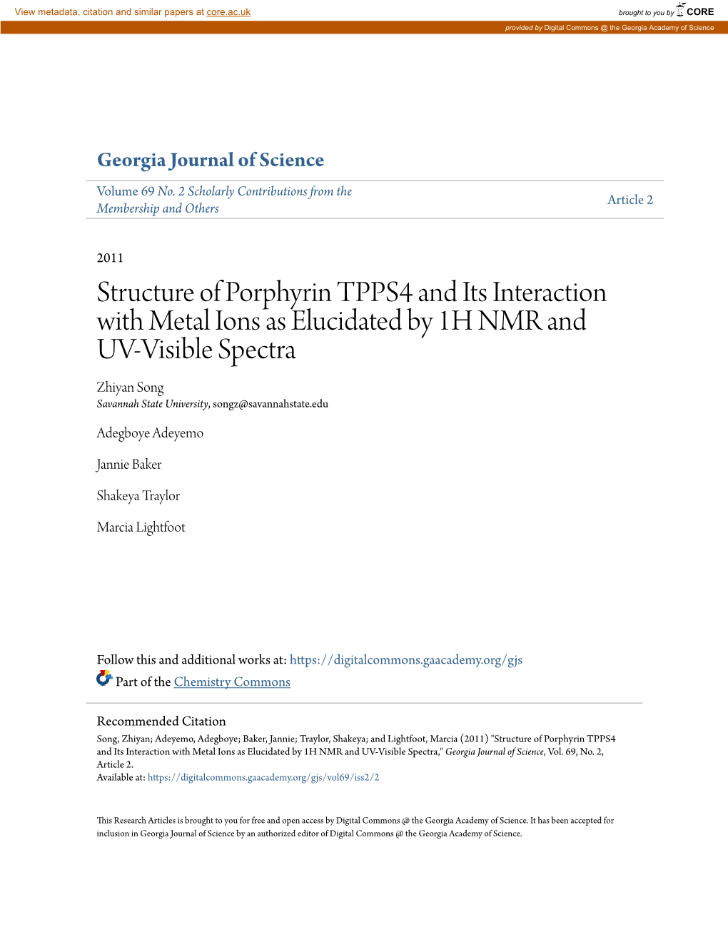 Structure of Porphyrin TPPS4 and Its Interaction with Metal Ions As