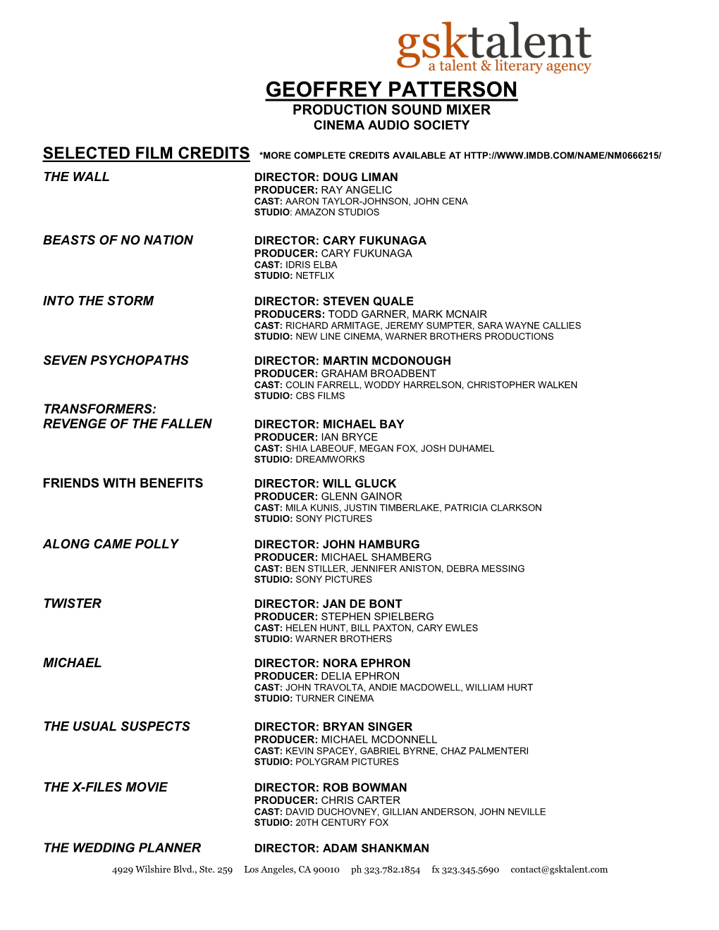 Geoffrey Patterson CAS Resume