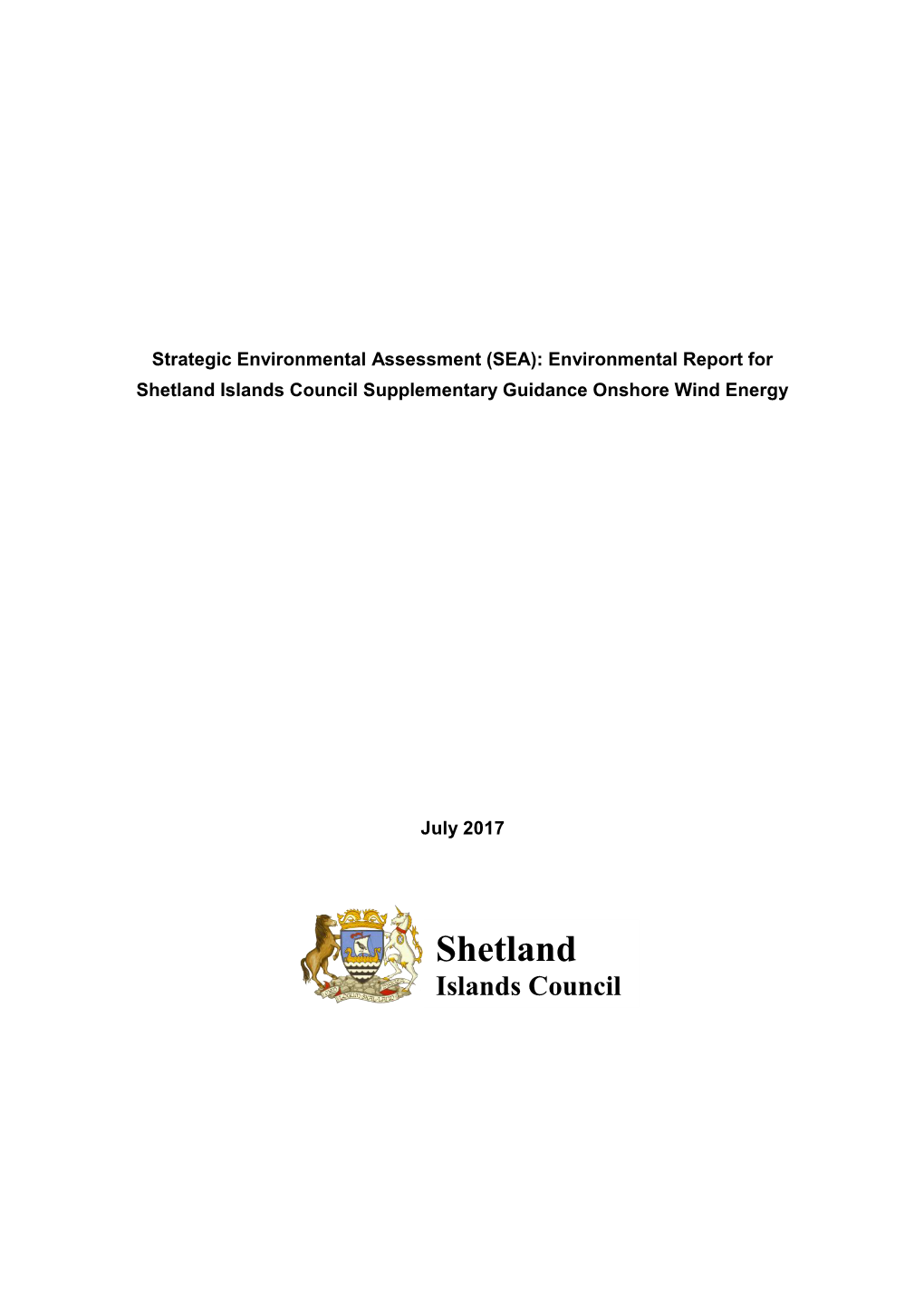 Shetland Islands Council Supplementary Guidance Onshore Wind Energy