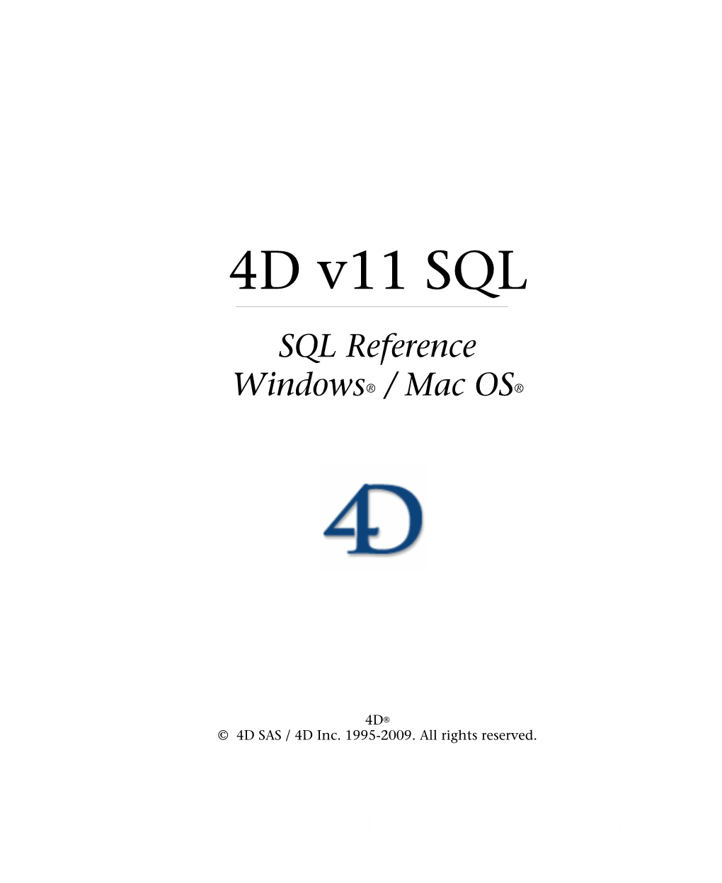 4D V11 SQL R4
