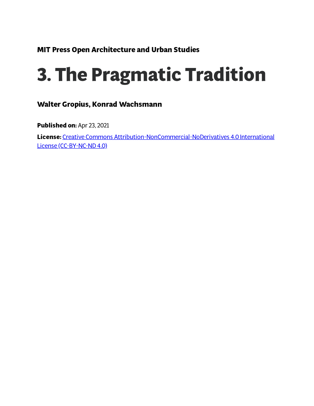 3. the Pragmatic Tradition