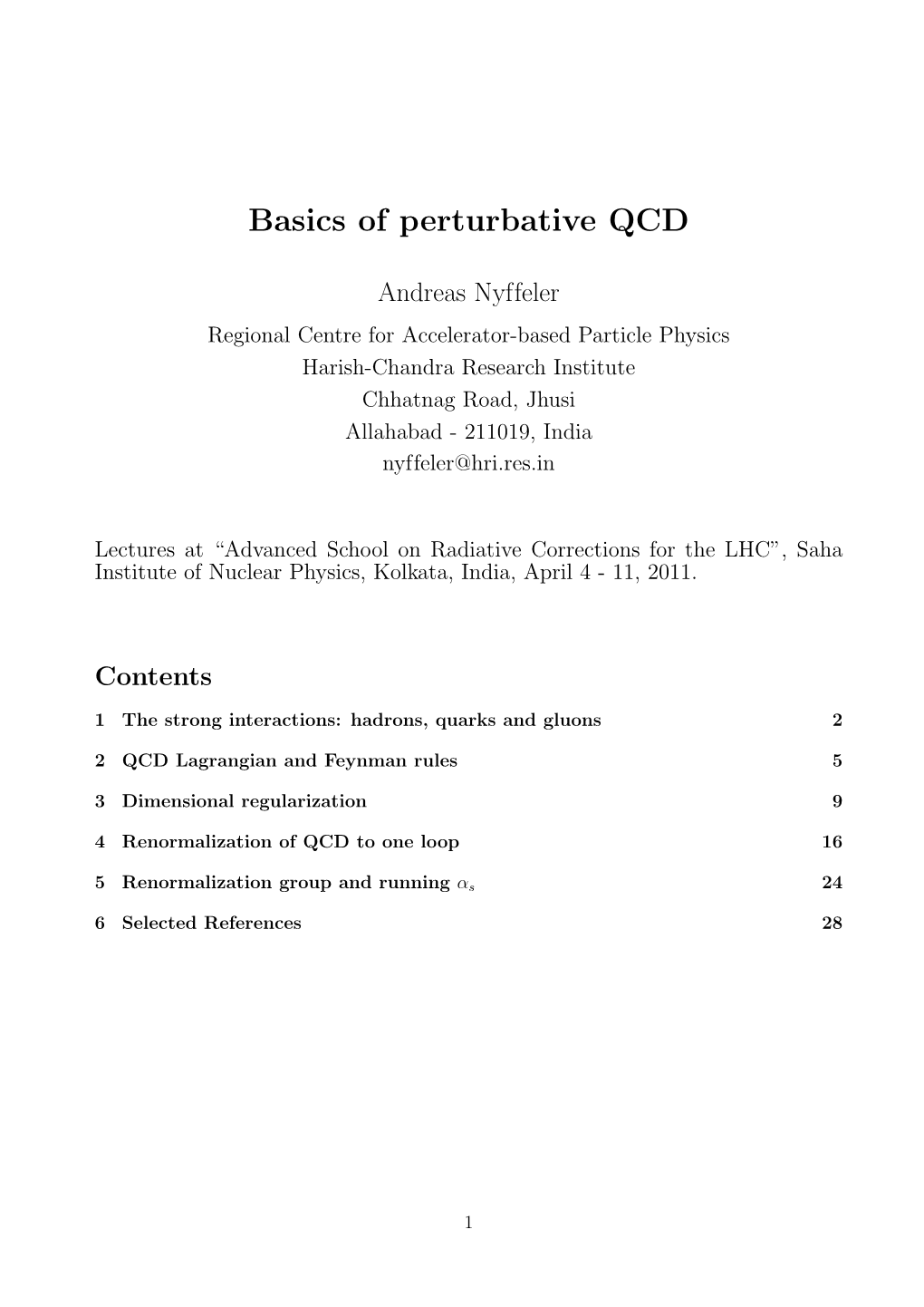 Basics of Perturbative QCD