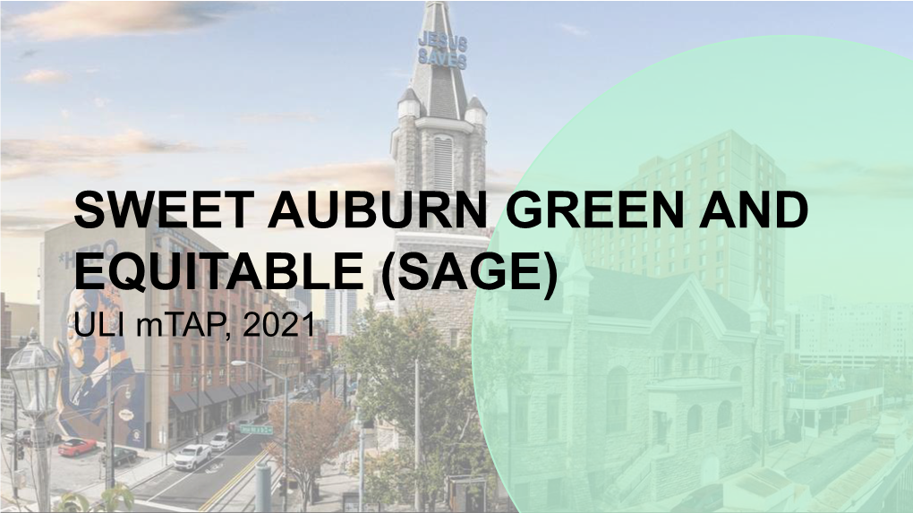 SWEET AUBURN GREEN and EQUITABLE (SAGE) ULI Mtap, 2021 OUR TEAM