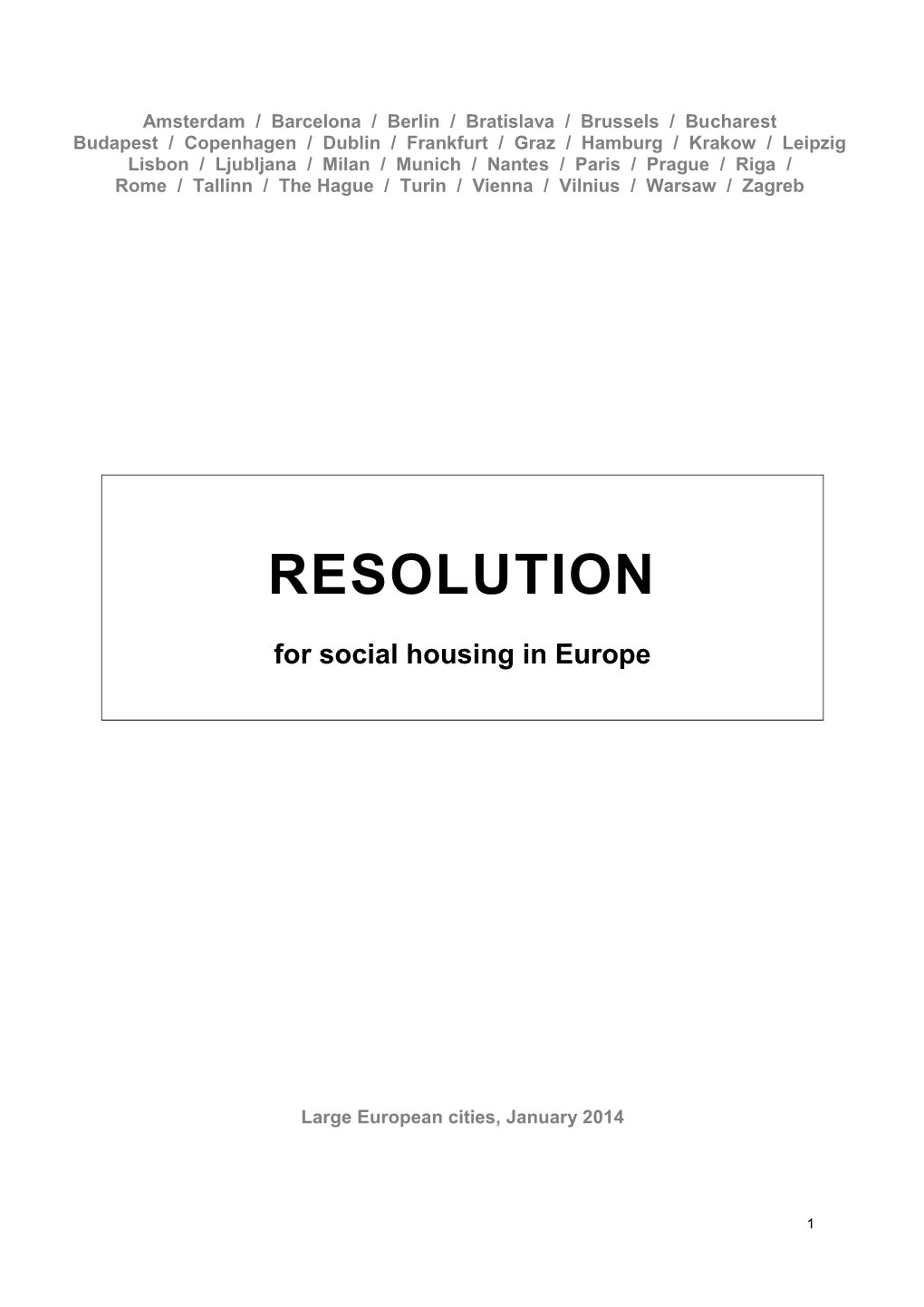 Resolution for Social Housing in Europe