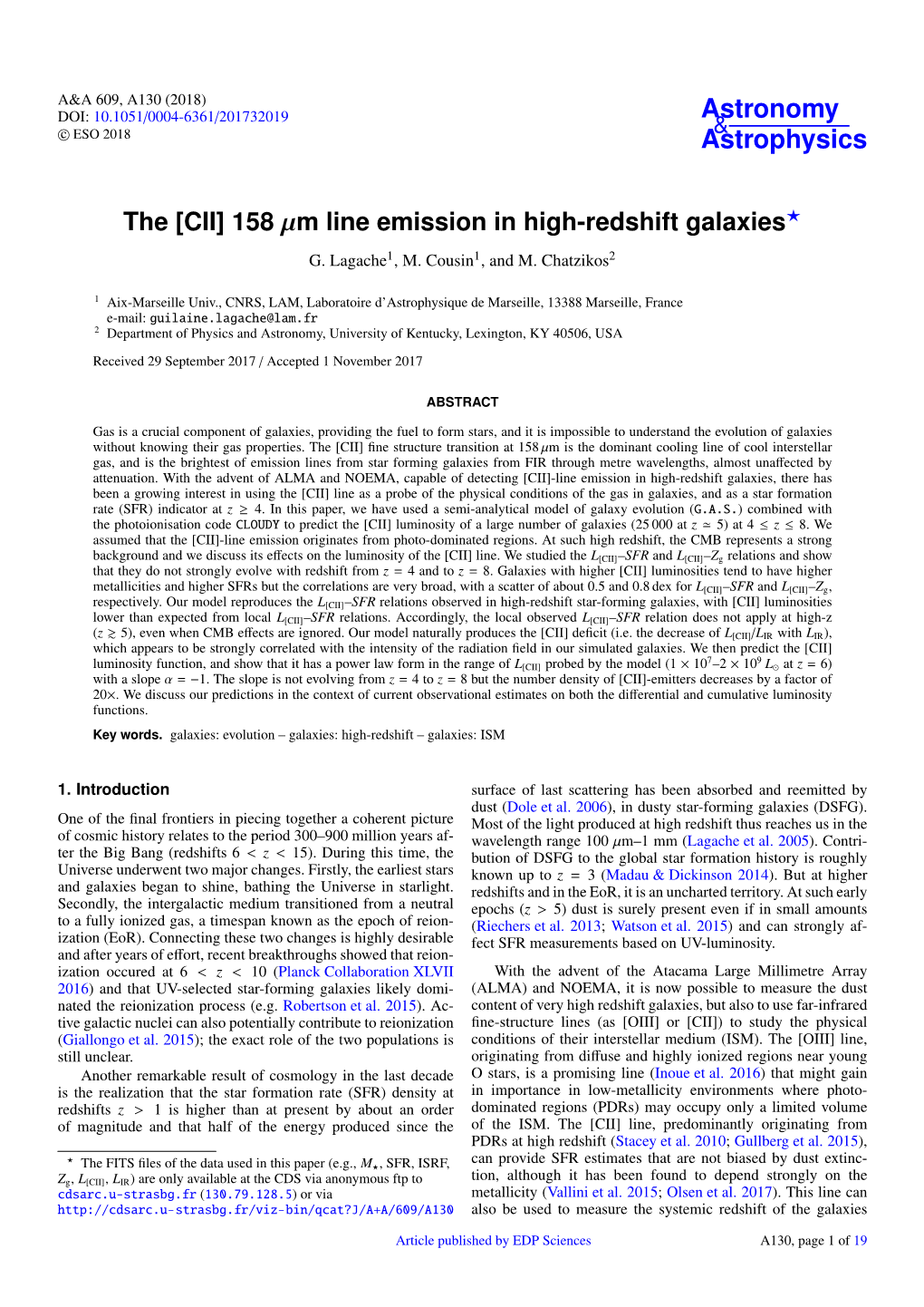 The [CII] 158 Μm Line Emission in High-Redshift Galaxies