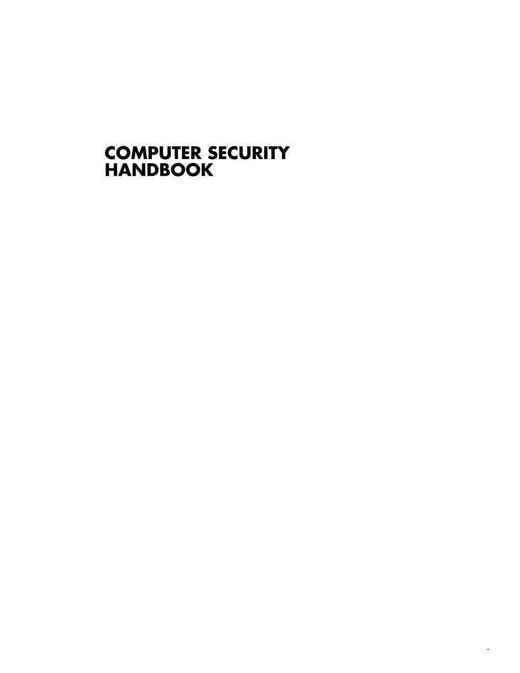 Computer Security Handbook Computer Security Handbook