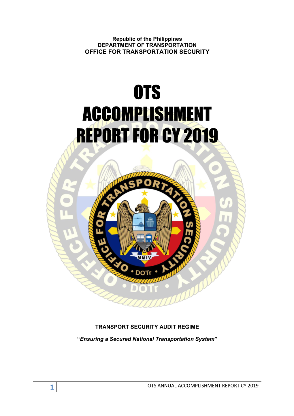 Ots Accomplishment Report for Cy 2019