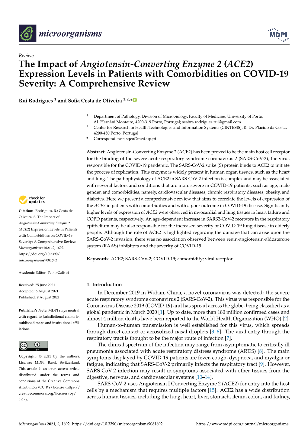 The Impact of Angiotensin-Converting Enzyme 2 (ACE2) Expression Levels in Patients with Comorbidities on COVID-19 Severity: a Comprehensive Review
