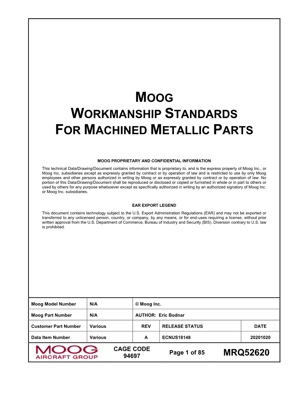 Machining Supplier Workmanship Standards